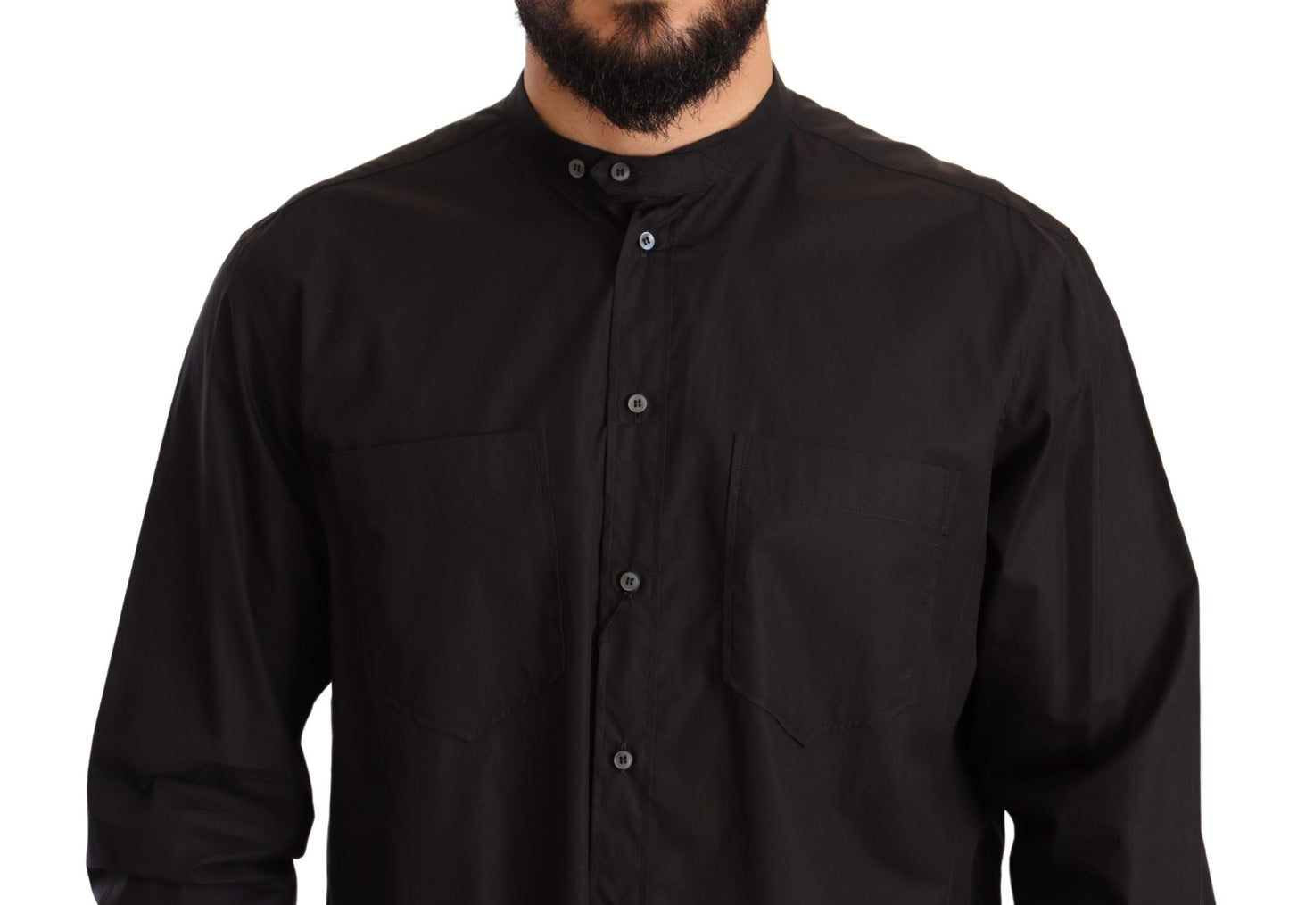 Dolce & Gabbana Black 100% Cotton Formal Dress Top Men's Shirt