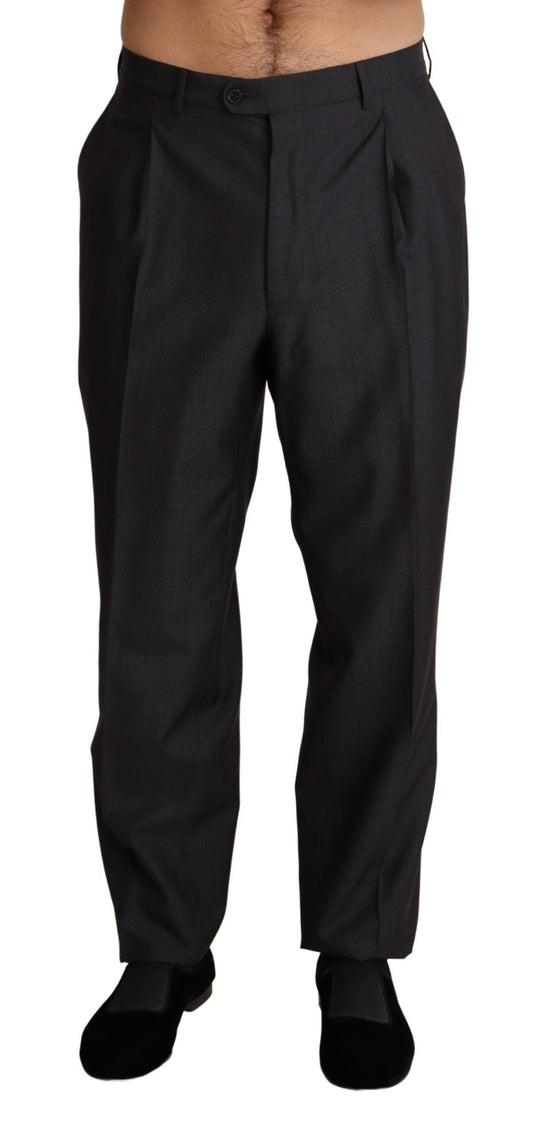 Dolce & Gabbana Gray Wool Blend Formal Trousers Men's Pants