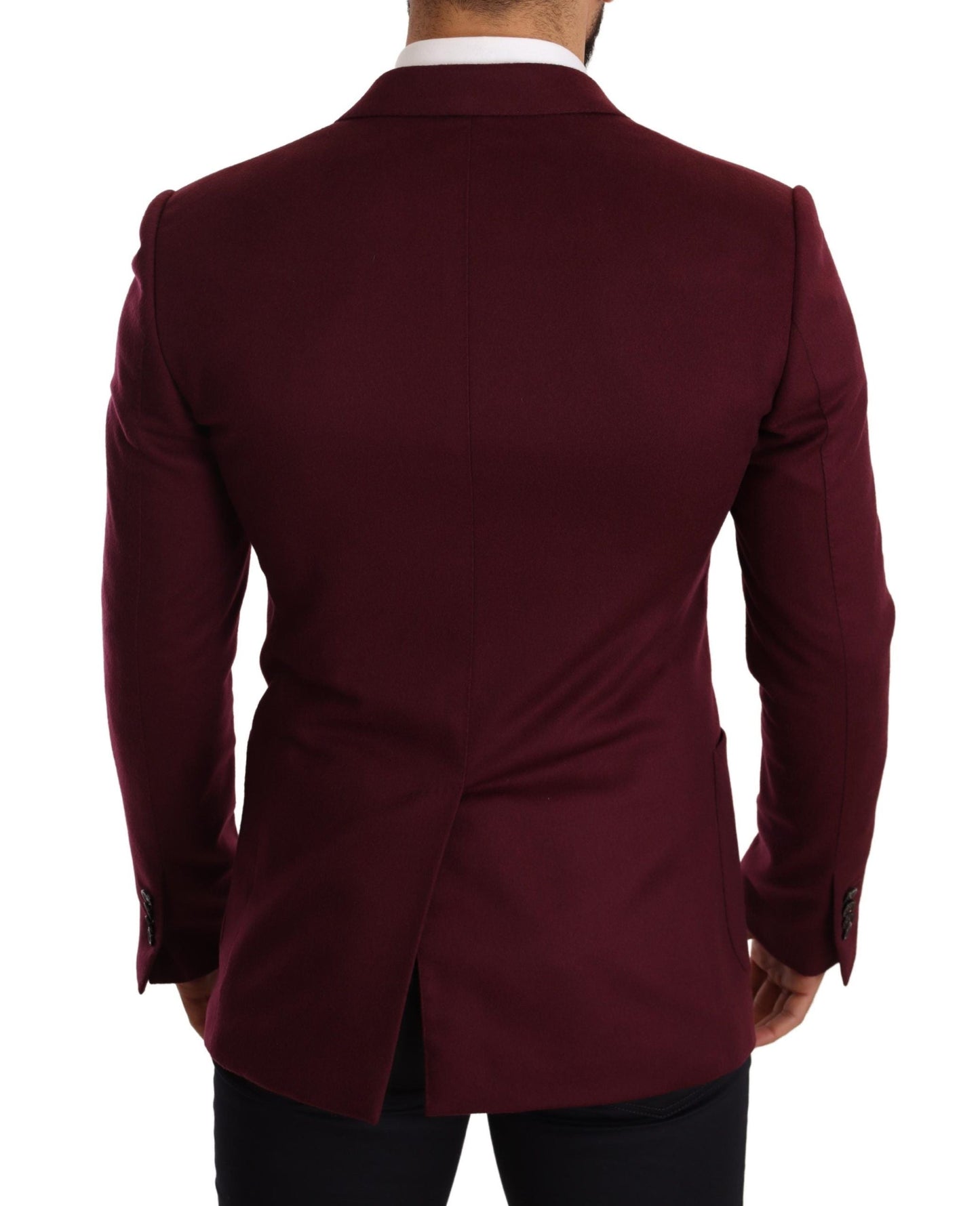 Dolce & Gabbana Maroon Cashmere Slim Fit Coat Jacket Men's Blazer