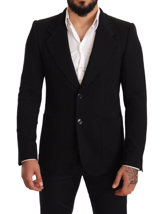 Dolce & Gabbana Black Cotton Slim Fit Coat Jacket  Men's Blazer