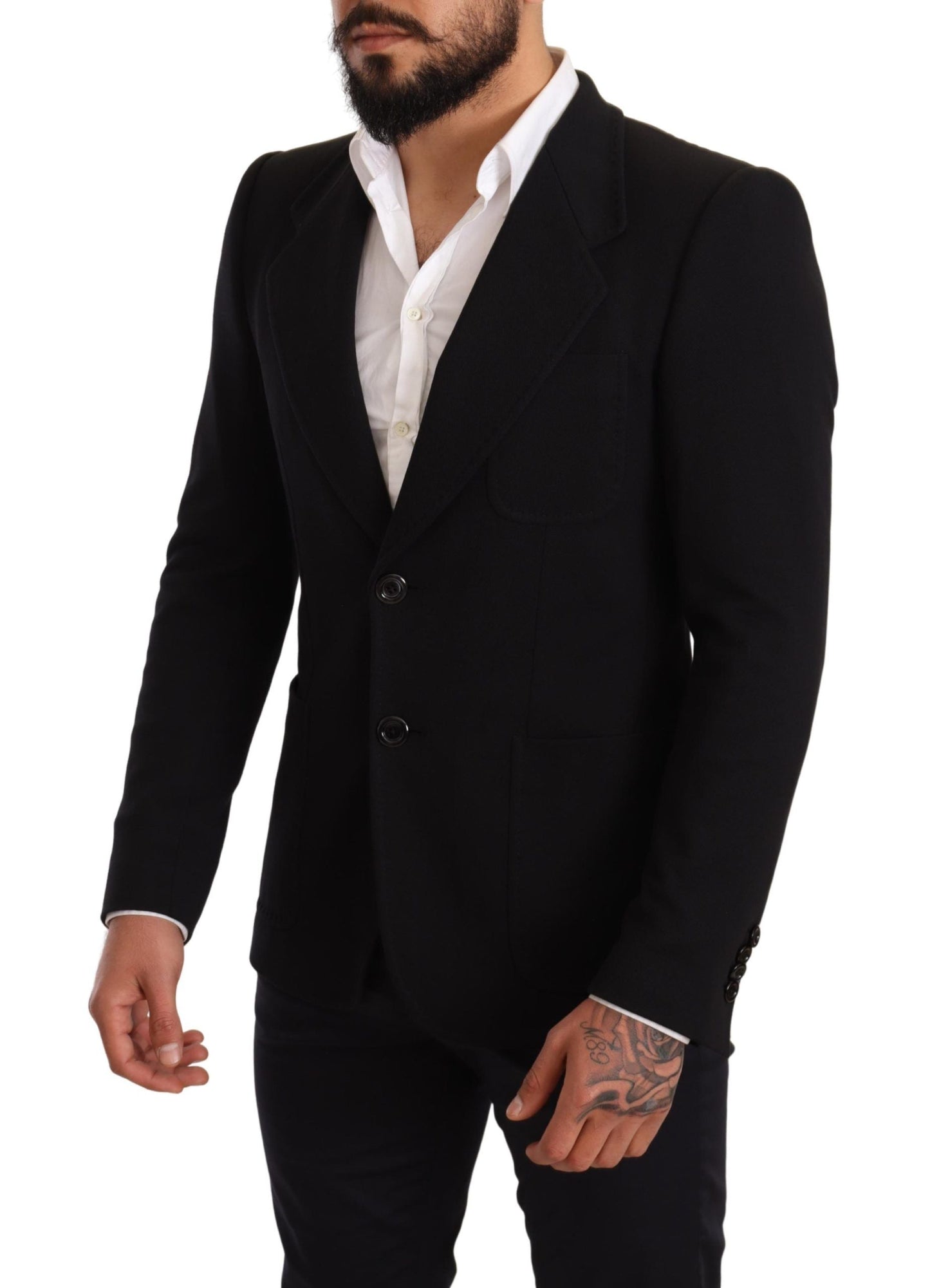 Dolce & Gabbana Black Cotton Slim Fit Coat Jacket  Men's Blazer