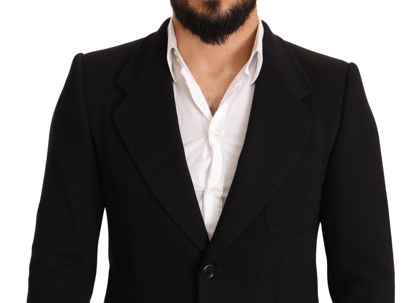 Dolce & Gabbana Black Cotton Slim Fit Coat Jacket  Men's Blazer
