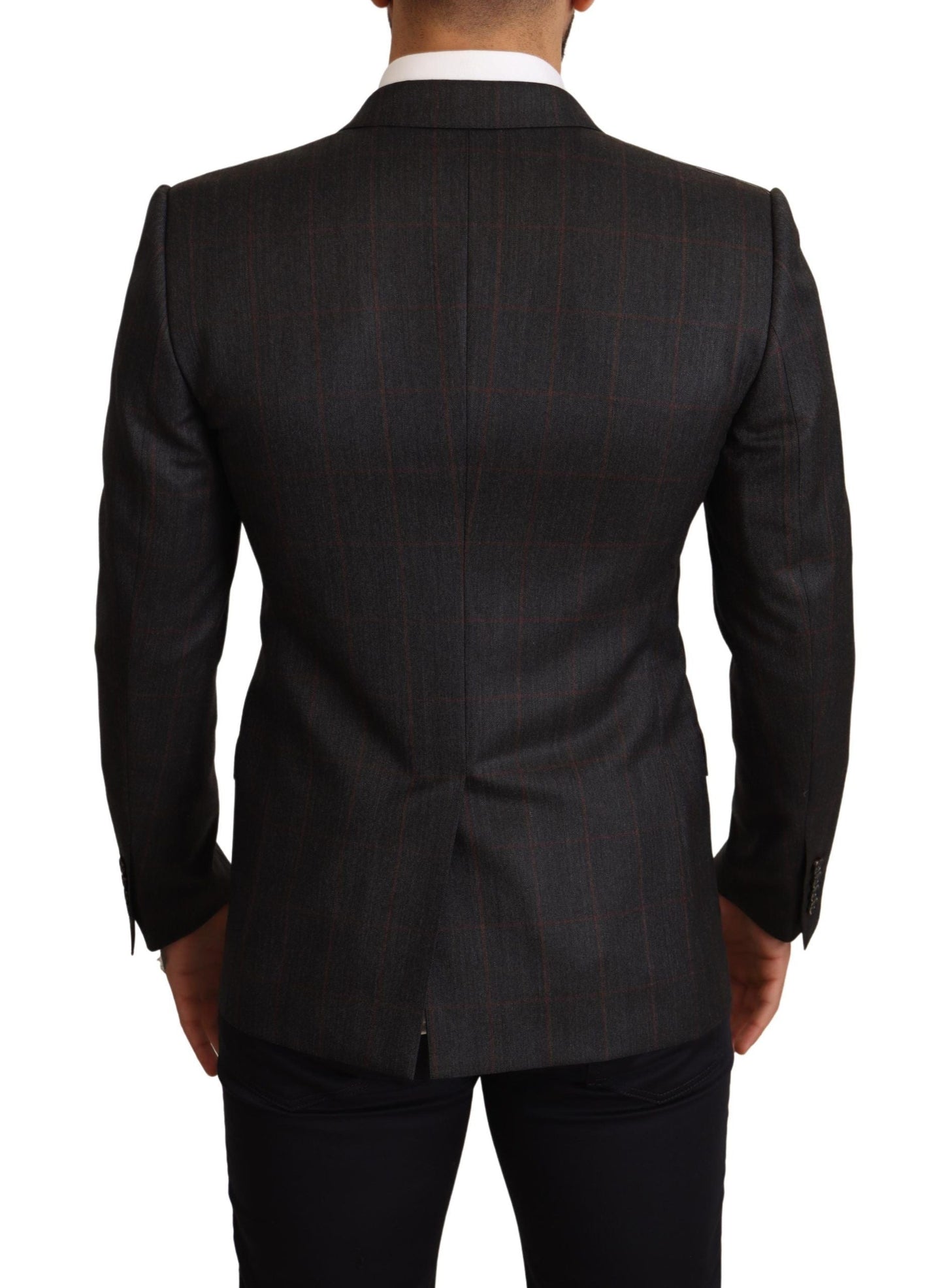 Dolce & Gabbana Gray Check Wool Slim Fit Blazer Men's Jacket