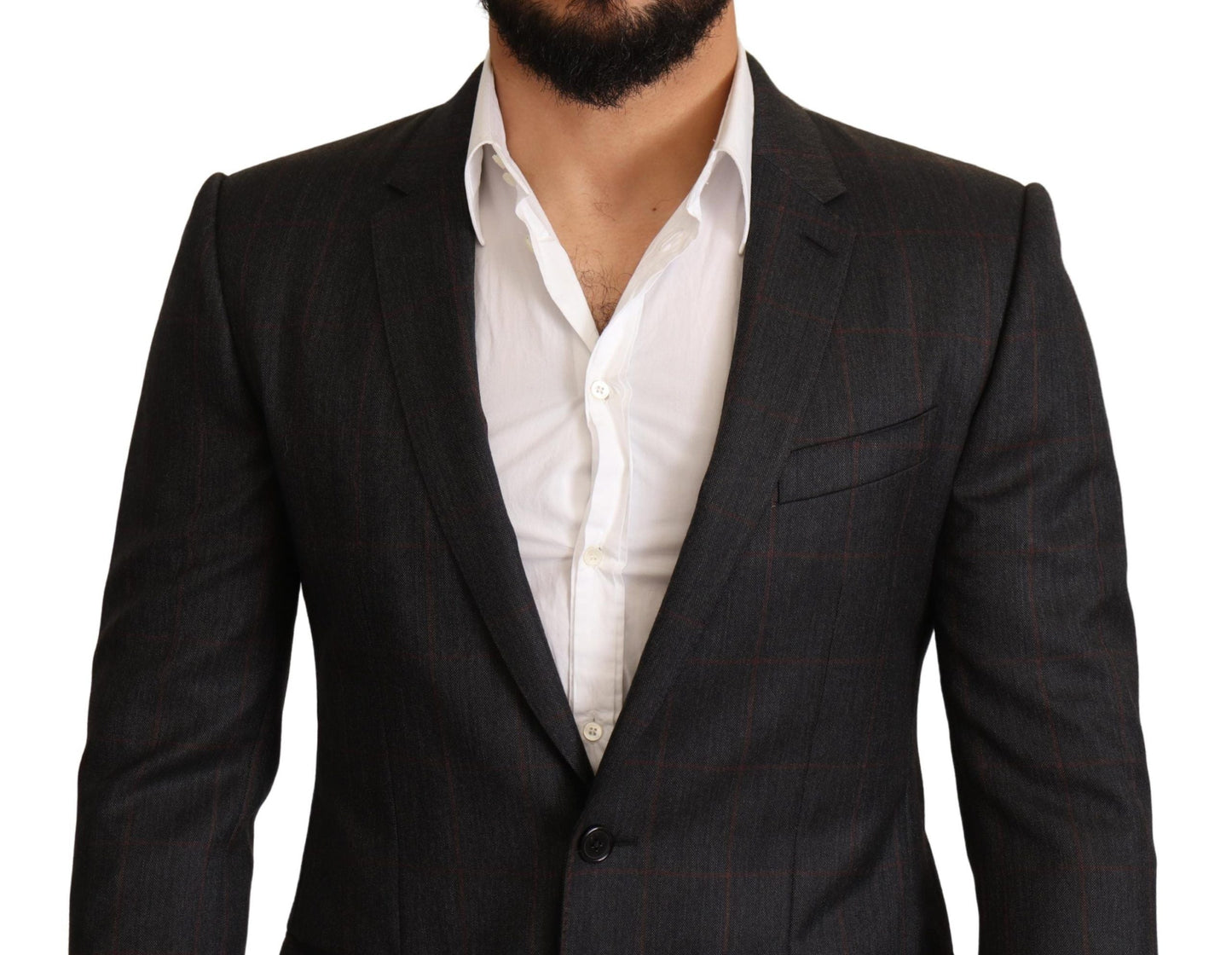 Dolce & Gabbana Gray Check Wool Slim Fit Blazer Men's Jacket