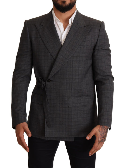 Dolce & Gabbana Gray Check Wool Slim Fit Blazer Men's Jacket