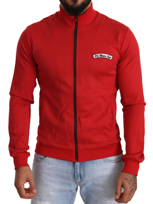 Dolce & Gabbana Red DG Motor Club Zipper Stretch Men's Sweater