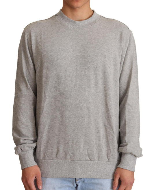 Dolce & Gabbana Gray Cotton Crewneck Pullover Men's Sweater
