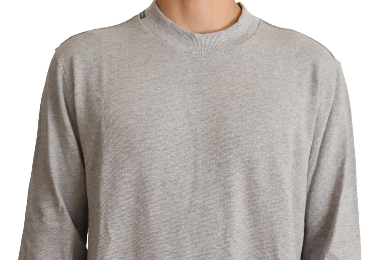 Dolce & Gabbana Gray Cotton Crewneck Pullover Men's Sweater
