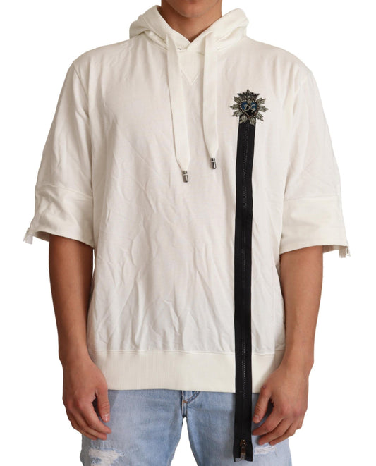 Dolce & Gabbana White Hooded Limited Edition Men's Sweater