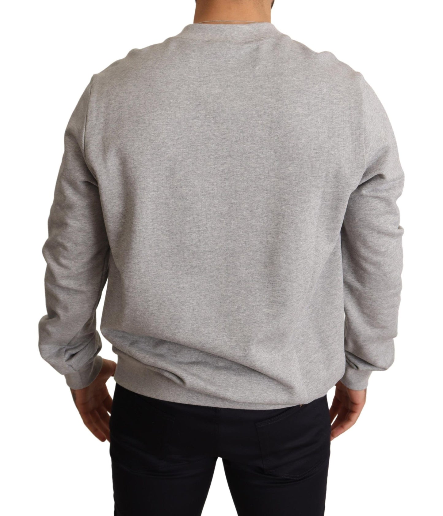 Dolce & Gabbana Gray Crown King Print Cotton Men's Sweater