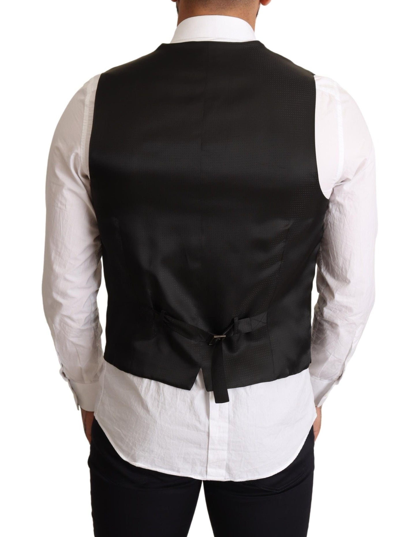 Dolce & Gabbana Black Wool Formal Waistcoat Men's Dress