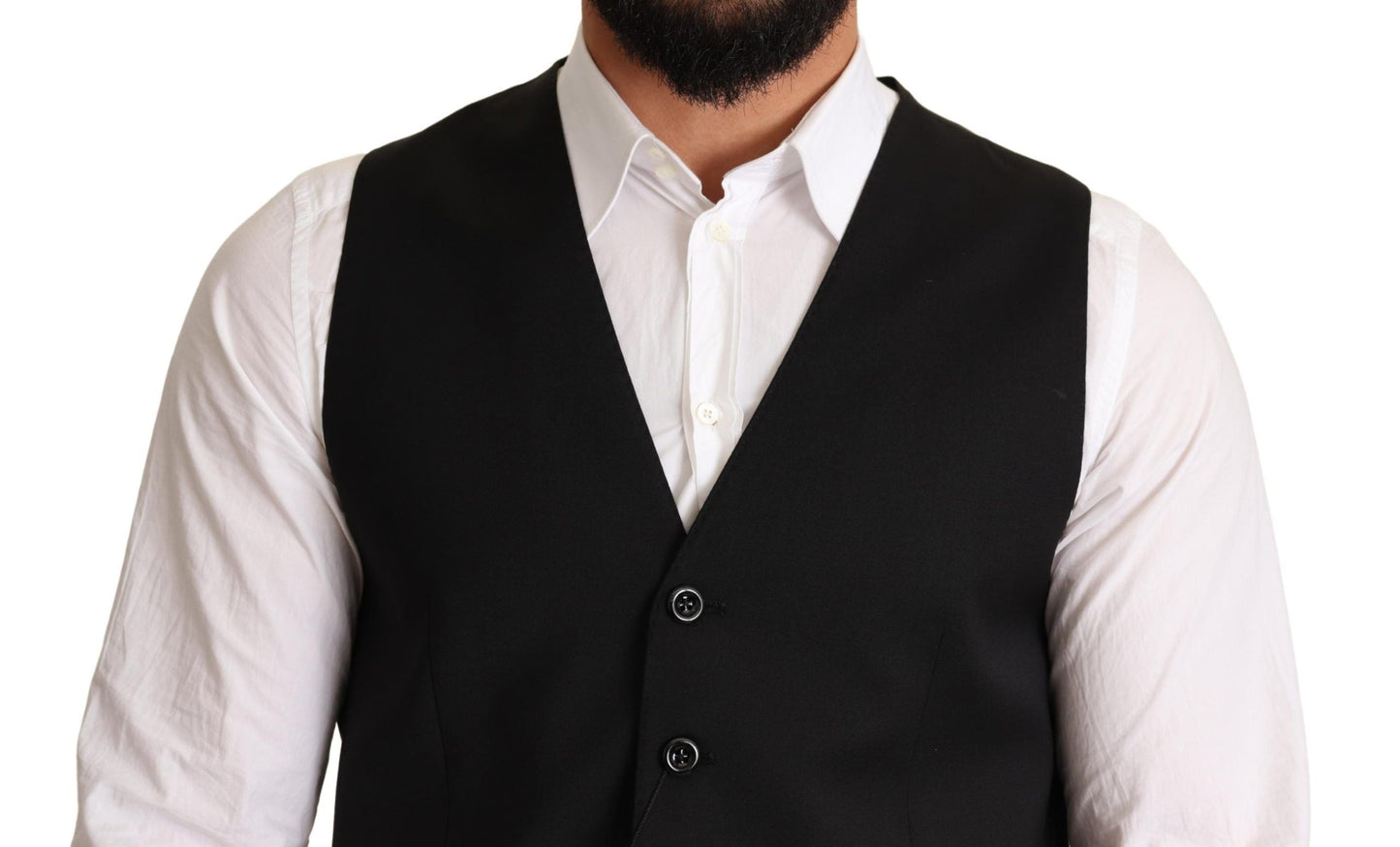 Dolce & Gabbana Black Wool Formal Waistcoat Men's Dress