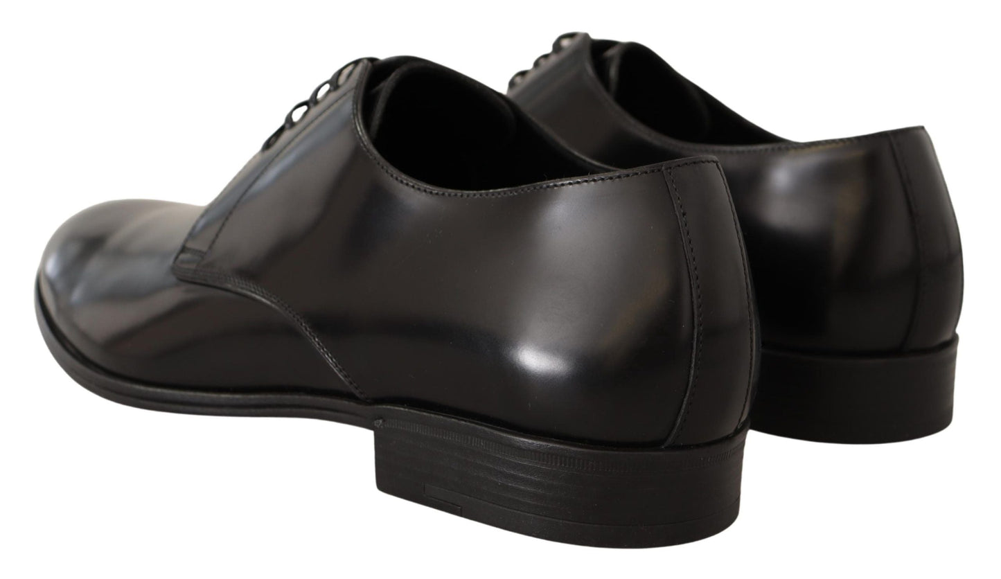 Dolce & Gabbana Black Leather Lace Up Men Dress Derby Men's Shoes