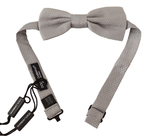 Dolce & Gabbana Silver Gray 100% Silk Adjustable Neck Papillon Bow Men's Tie