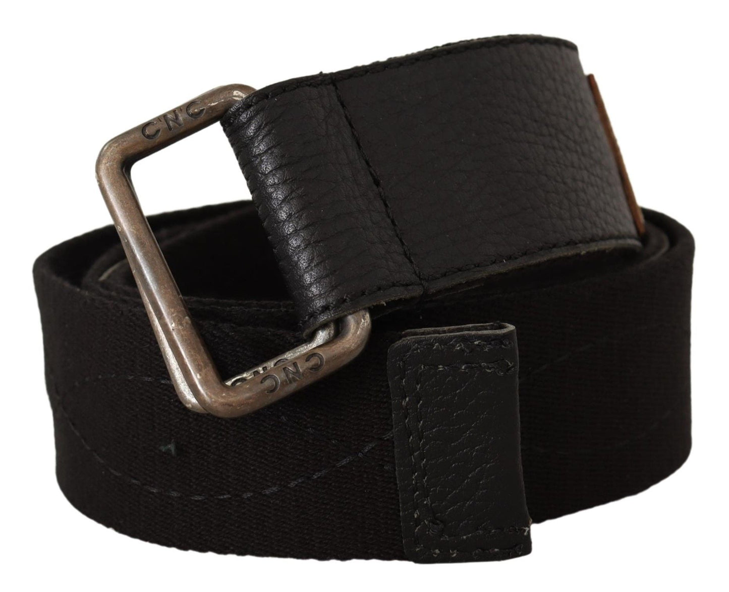 Costume National Black Cotton Ducati Metal Buckle Women's Belt