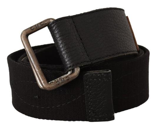 Costume National Black Cotton Ducati Metal Buckle Women's Belt