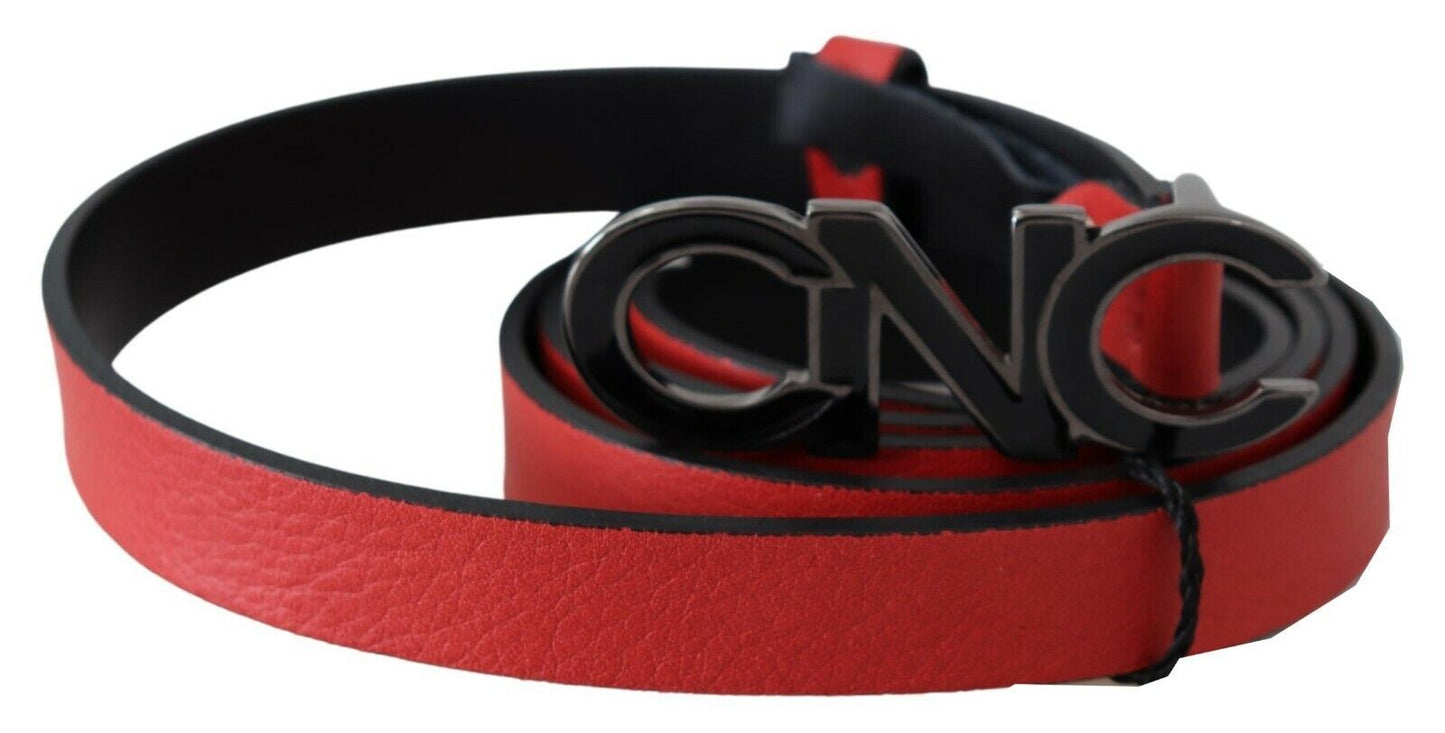 Costume National Red Reversible Leather Logo Women's Belt