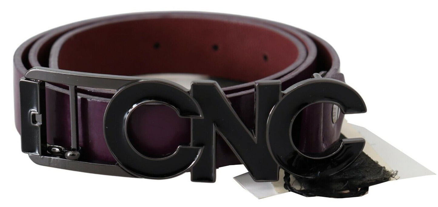 Costume National Brown Leather Large Logo Letter Buckle Women's Belt