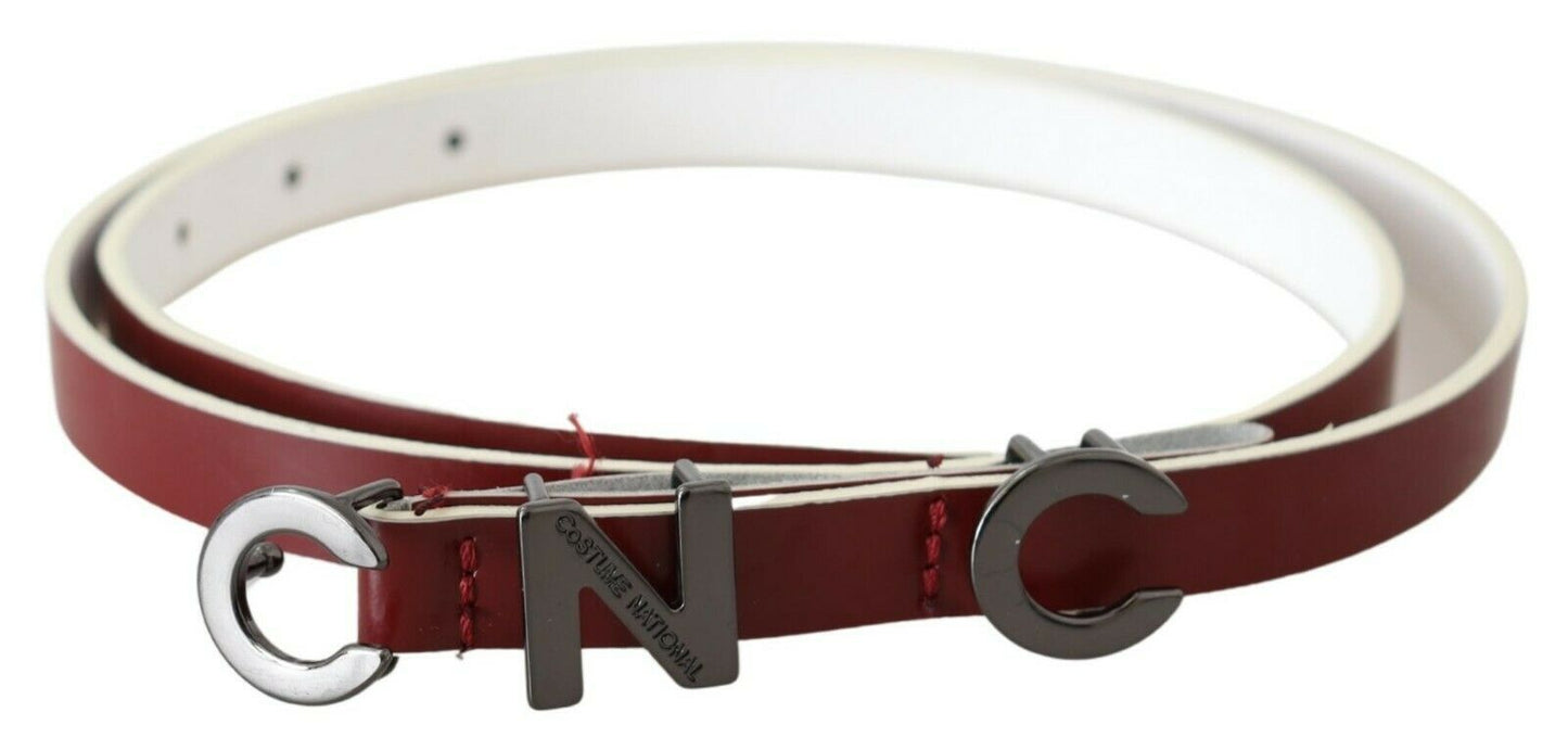 Costume National Maroon Leather Logo Skinny Women's Fashion
