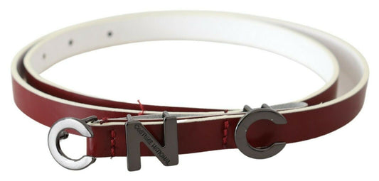 Costume National Maroon Leather Logo Skinny Women's Fashion