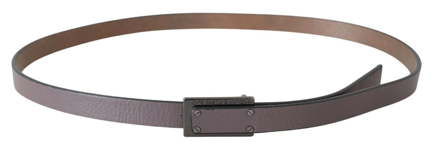 Costume National Brown Leather Tactical Logo Screw Buckle Women's Belt