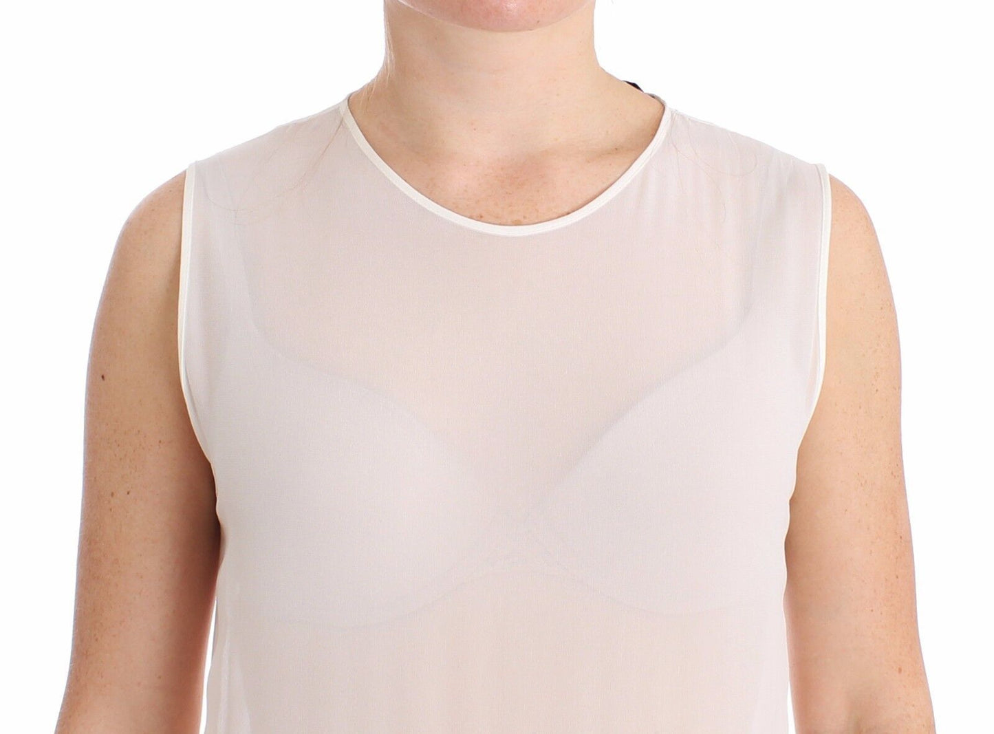 Koonhor White Pleated Bottom Tank Sheath Transparent Women's Dress