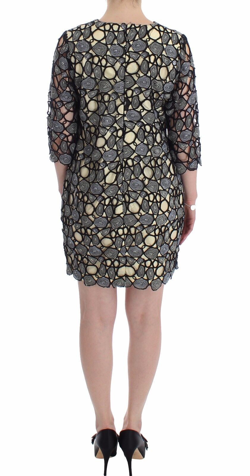 Lanre Da Silva Ajayi Black Cream Sheath Women's Shift Mini Women's Dress