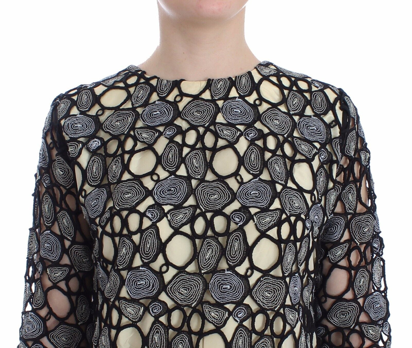 Lanre Da Silva Ajayi Black Cream Sheath Women's Shift Mini Women's Dress