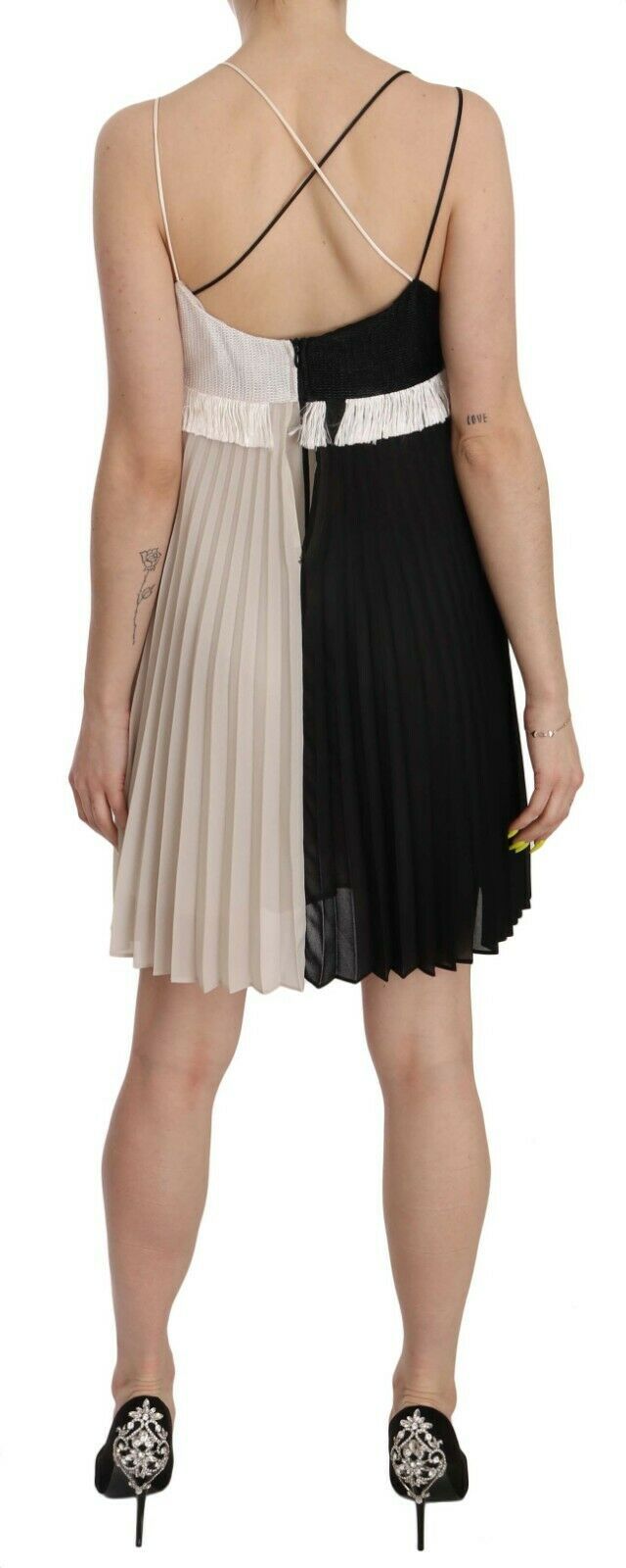 PINKO Black and White Mini Sleeve less A-line Princess Women's Dress