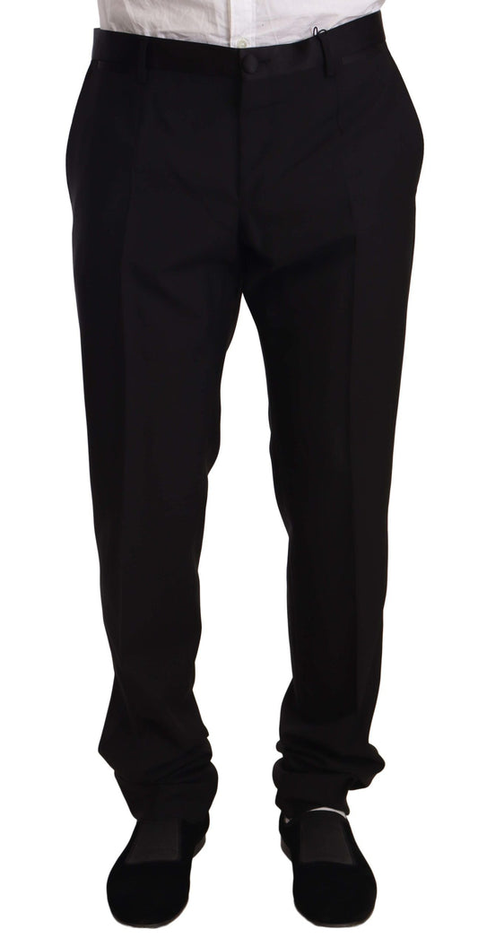 Dolce & Gabbana Black Wool Formal Tuxedo Trouser Men's Pants