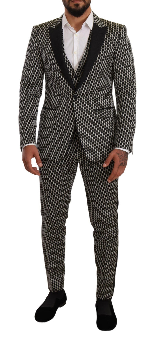 Dolce & Gabbana Black White Check 3 Piece Set MARTINI Men's Suit