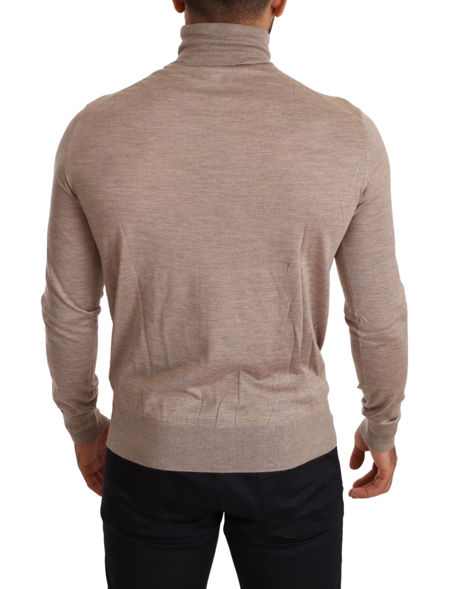 Dolce & Gabbana Beige Cashmere Turtleneck Pullover Men's Sweater