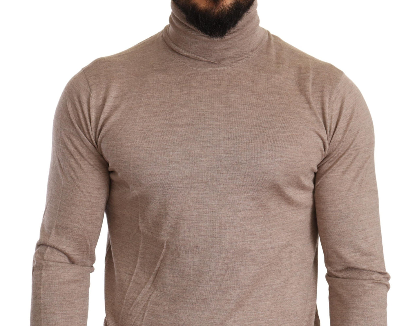 Dolce & Gabbana Beige Cashmere Turtleneck Pullover Men's Sweater
