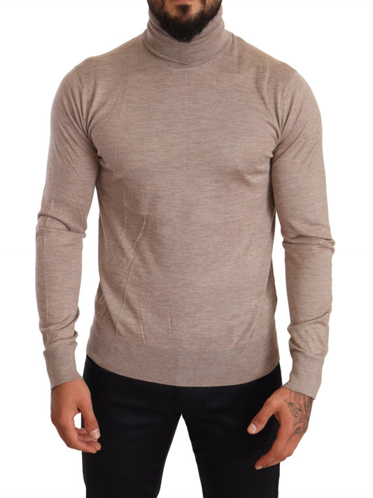 Dolce & Gabbana Beige Cashmere Turtleneck Pullover Men's Sweater