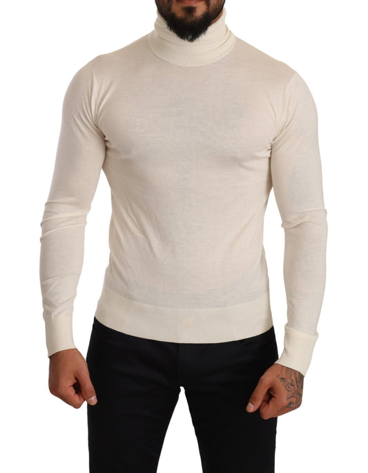 Dolce & Gabbana Cream Cashmere Turtleneck Pullover Men's Sweater