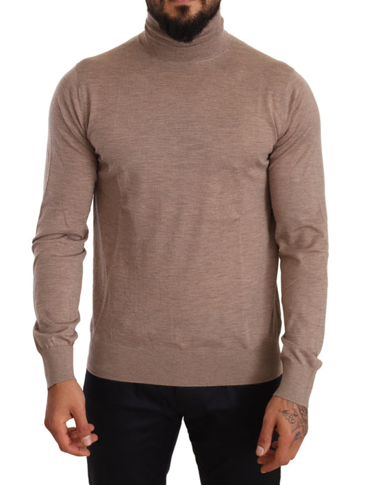 Dolce & Gabbana Brown Cashmere Turtleneck Pullover Men's Sweater