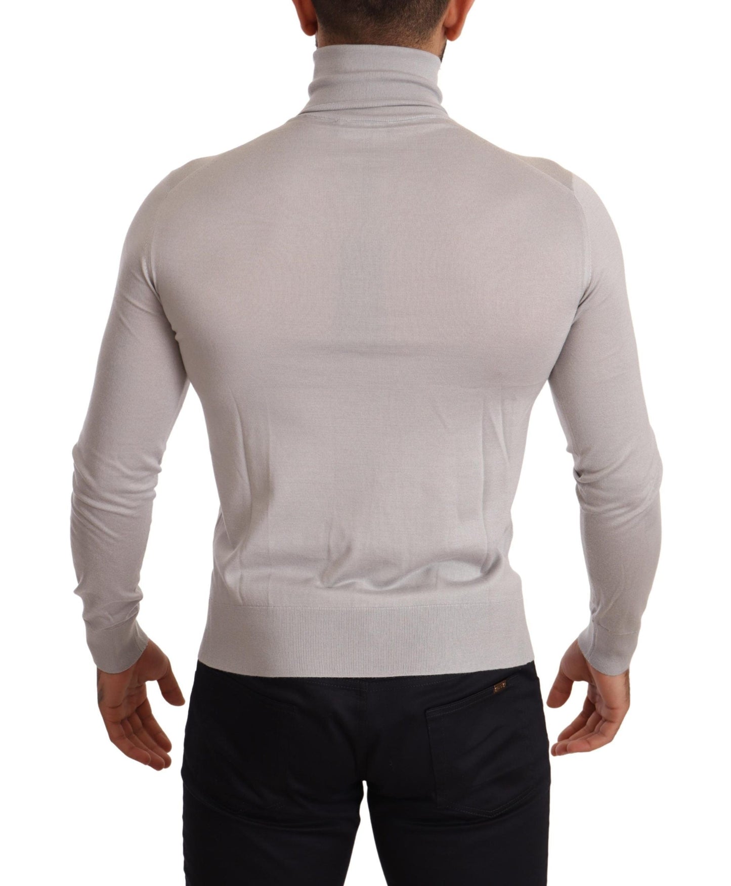 Dolce & Gabbana Gray Cashmere Turtleneck Pullover Men's Sweater