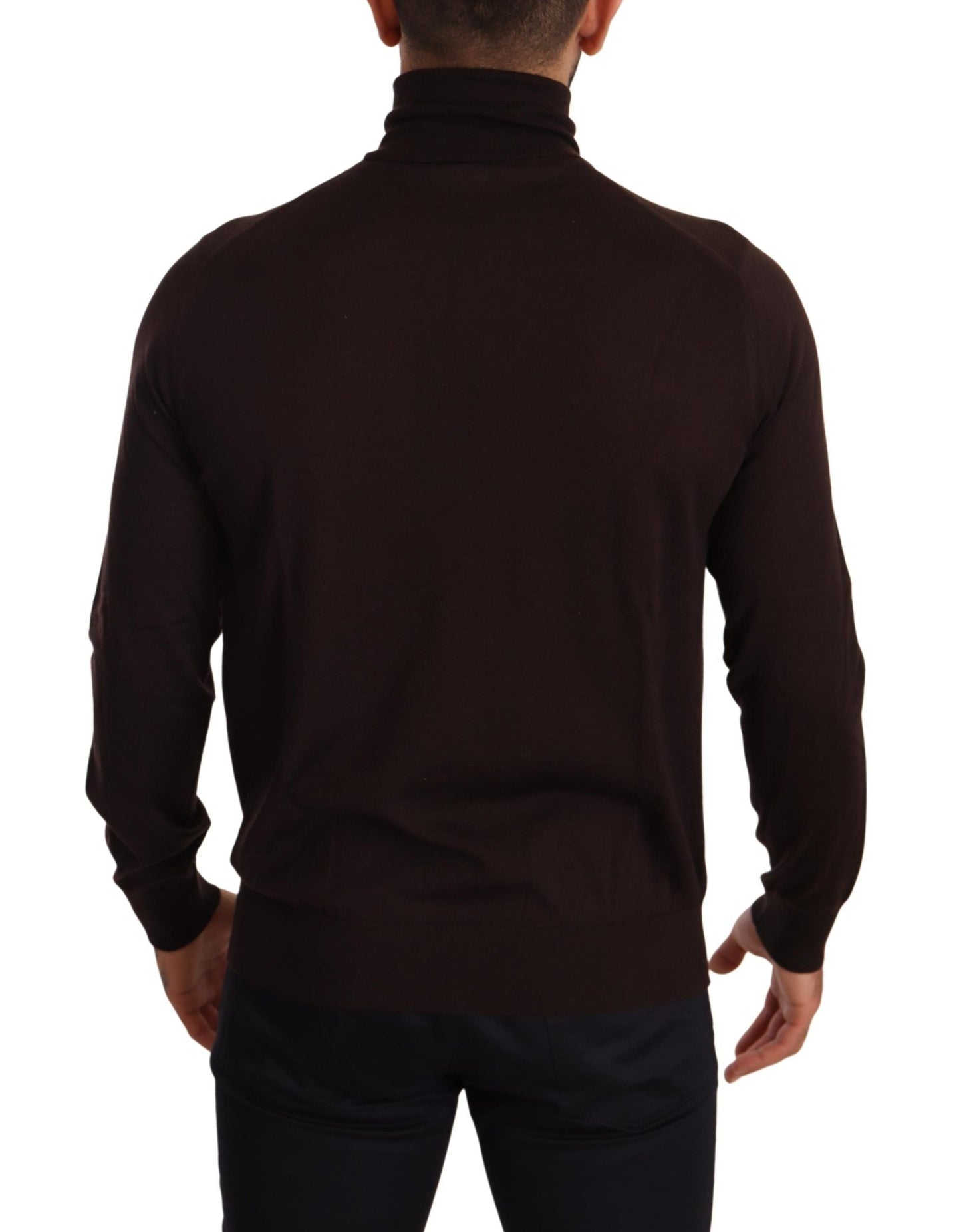 Dolce & Gabbana Brown Cashmere Turtleneck Pullover Men's Sweater