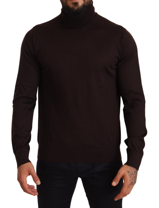 Dolce & Gabbana Brown Cashmere Turtleneck Pullover Men's Sweater