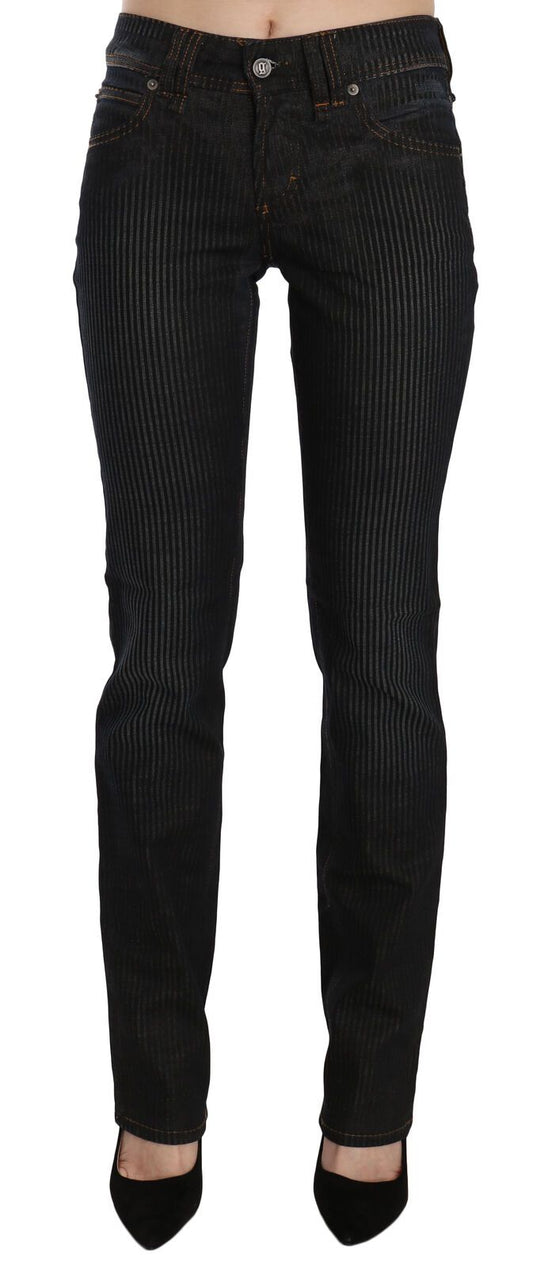 John Galliano Black Mid Waist Slim Fit Corduroy Denim Casual Women's Pants