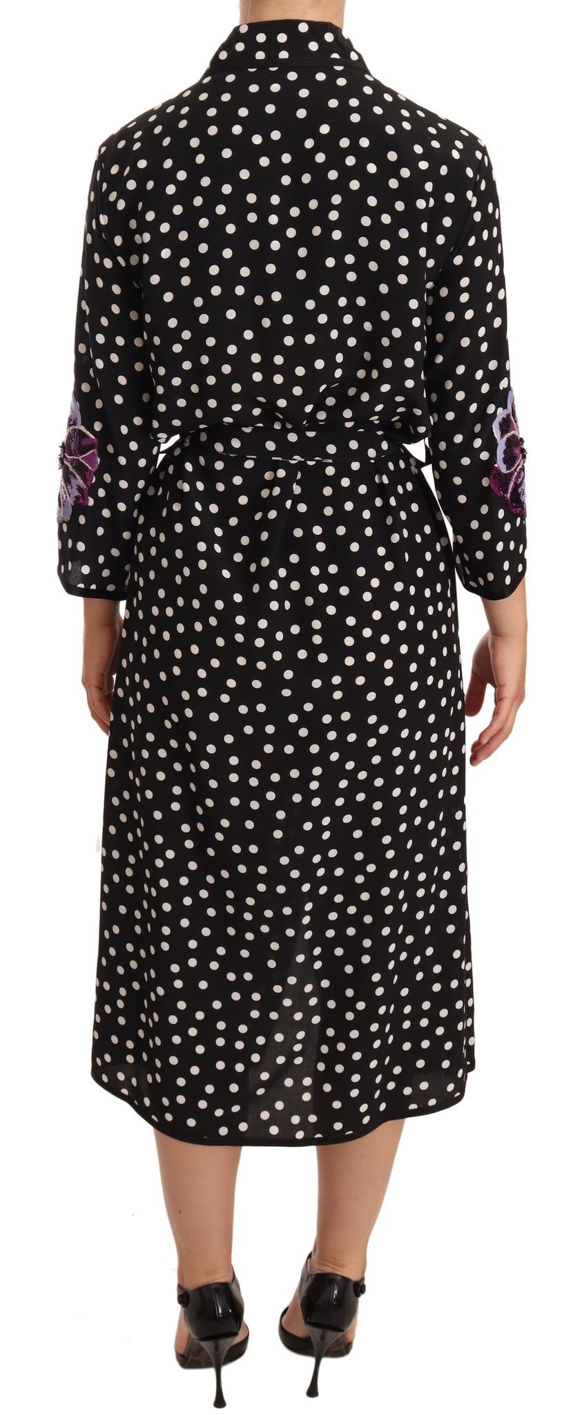 Dolce & Gabbana Black White Crystal Sequined Floral Women's Dress