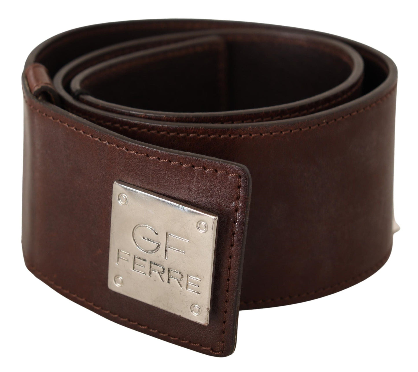 Costume National Men's Black Leather Silver Buckle Waist Men's Belt