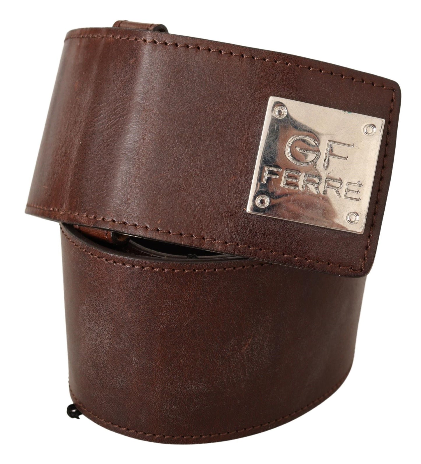 Costume National Men's Black Leather Silver Buckle Waist Men's Belt