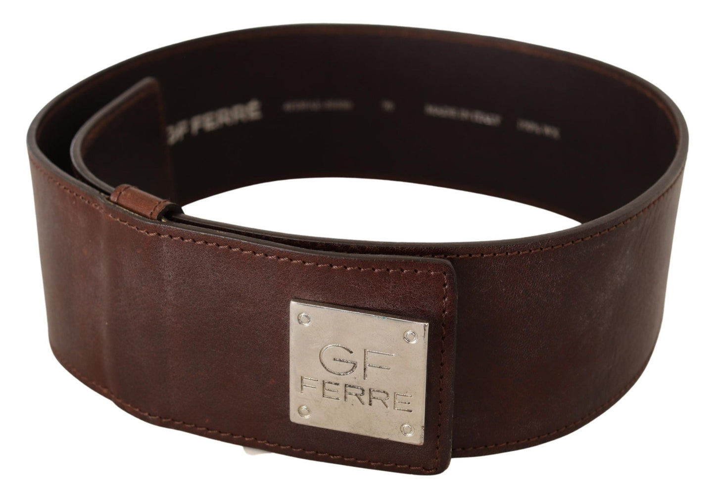 Costume National Men's Black Leather Silver Buckle Waist Men's Belt