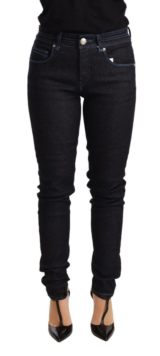 Acht Blue Cotton Low Waist Slim Fit Denim Women Trouser Women's Jeans