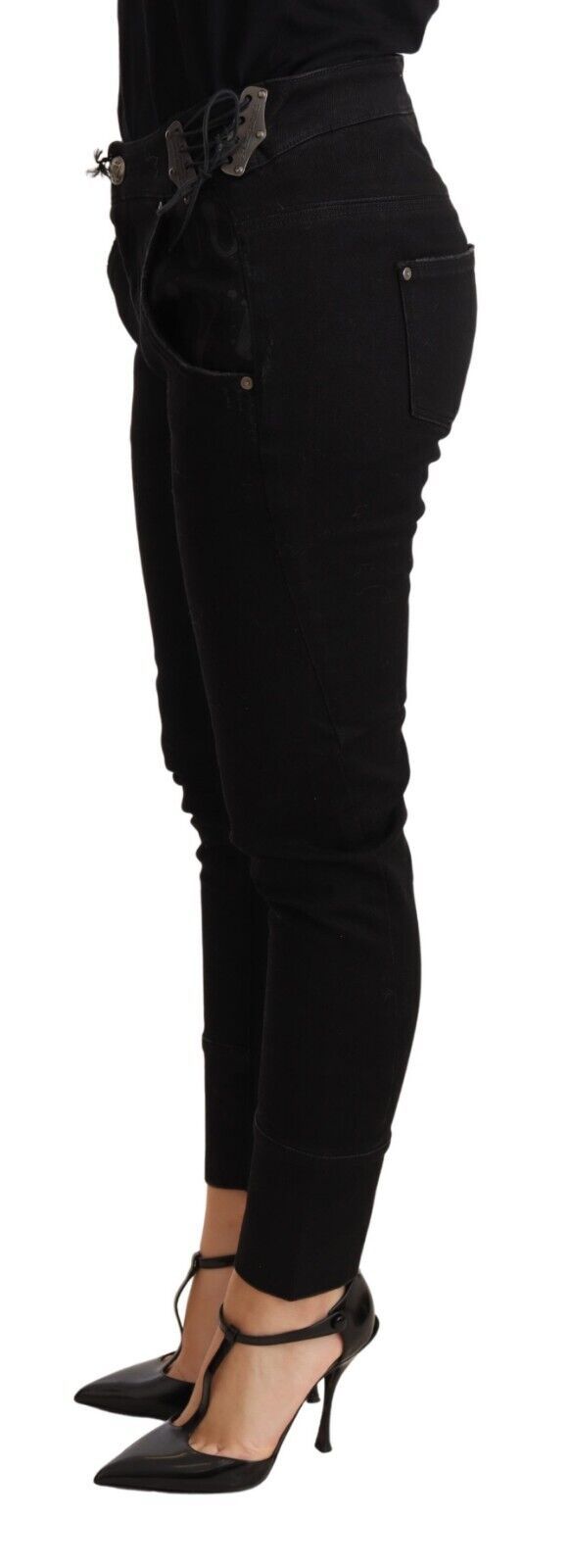Ermanno Scervino Black Low Waist Skinny Slim Trouser Cotton  Women's Jeans