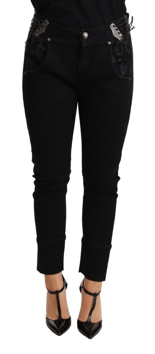 Ermanno Scervino Black Low Waist Skinny Slim Trouser Cotton  Women's Jeans