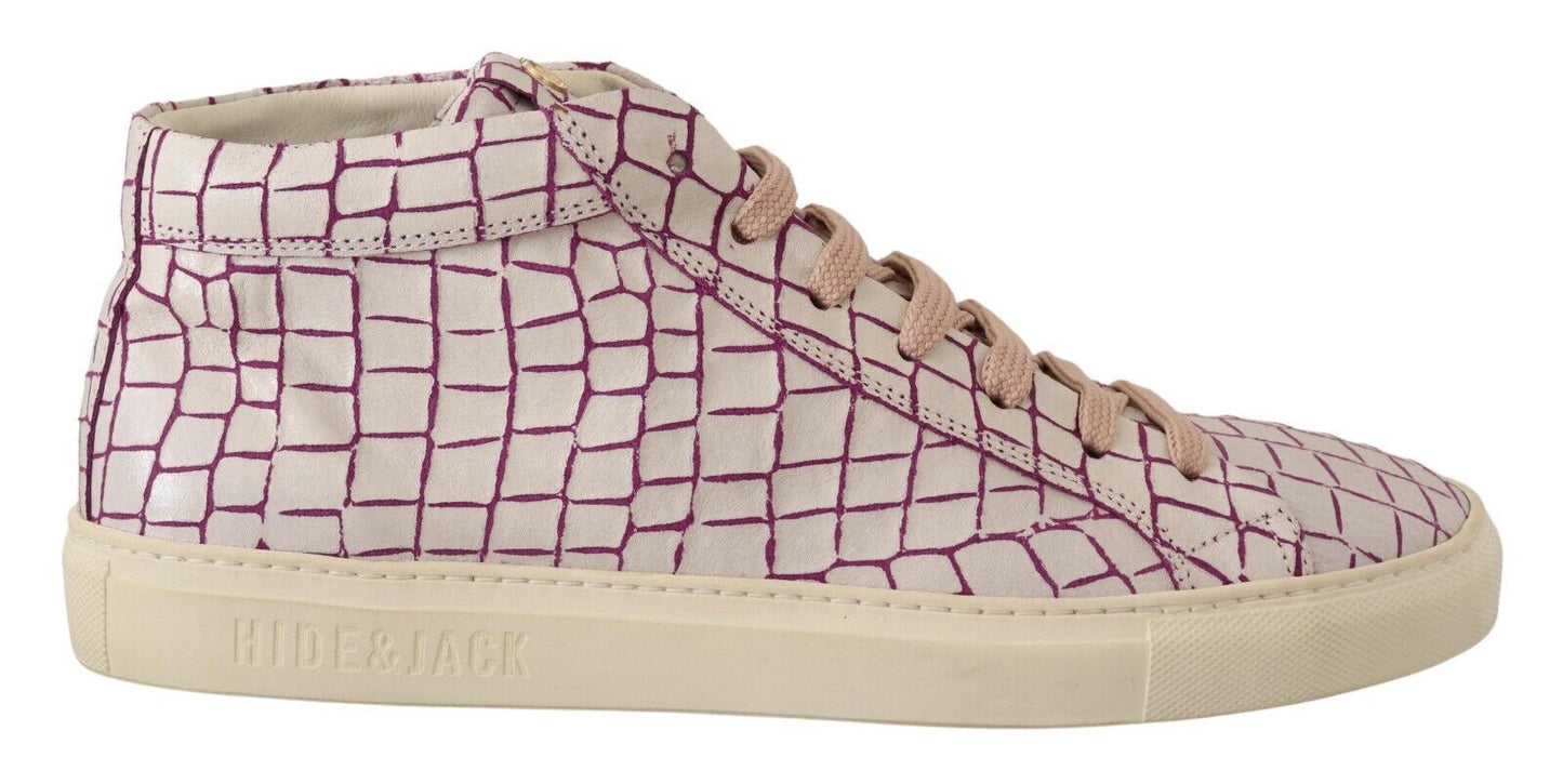 HIDE & JACK White Bordeaux Leather Casual Lace Up Sneakers Men's Shoes
