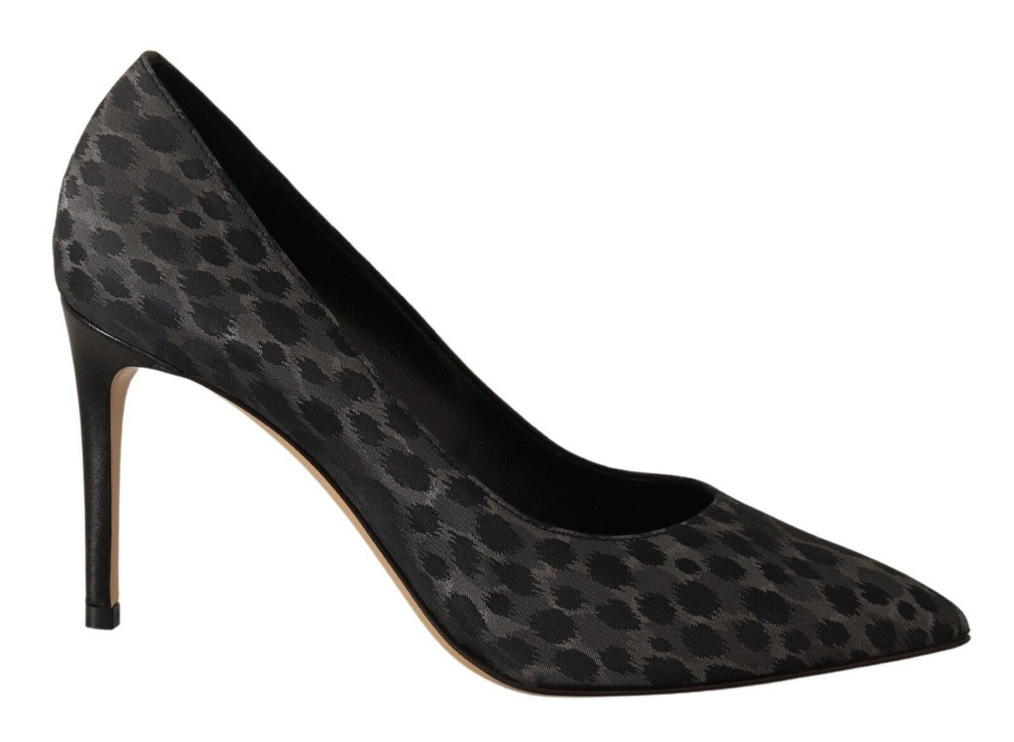 Sofia Black Leopard Leather Stiletto High Heels Pumps Women's Shoes