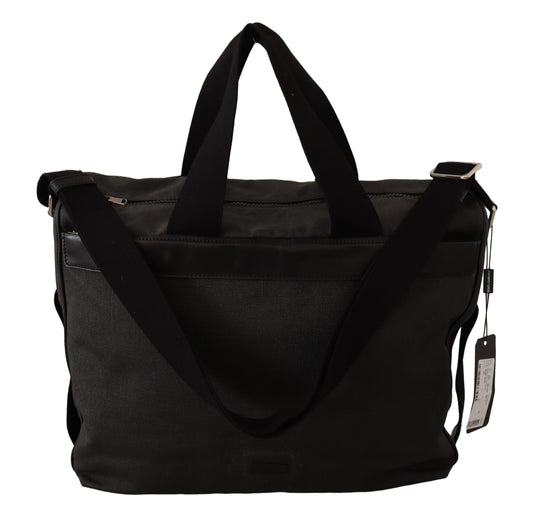Dolce & Gabbana Black Denim Leather Shoulder Strap Messenger Men's Bag
